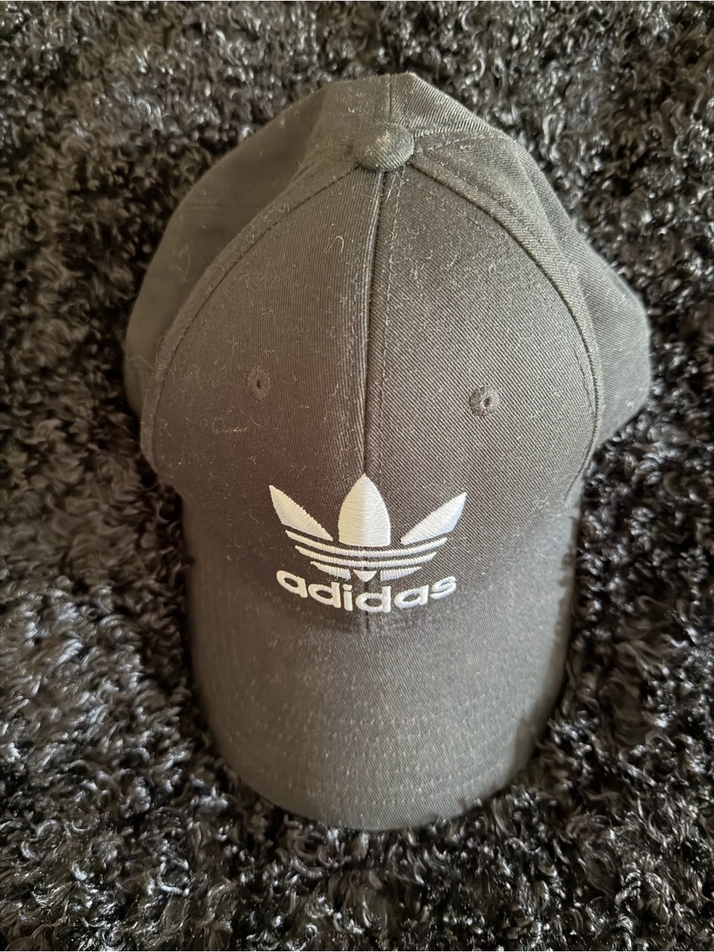 adidas Black Baseball Cap with White Trefoil Logo